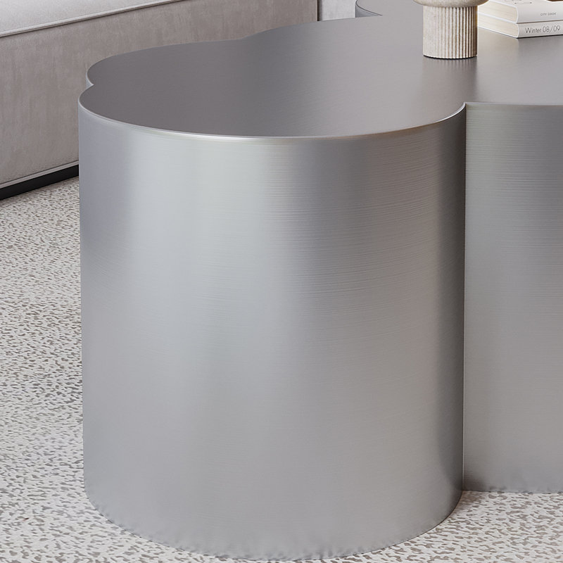Tables basses et cocktails Modern Cloud, table en acier inoxydable gris de 41,3 pouces