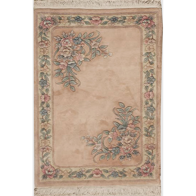 Wool Floral Area Rug in Brown