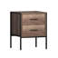 Esteban 2 Drawer Bedside Table Nightstand Cabinet. Industrial Style. Black Metal Frame.