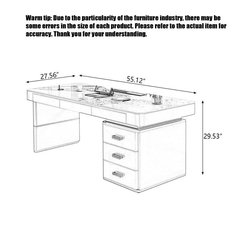 Bureau de direction Luxury Luxury, H 29,53 po x l 55,12 po x l 27,56 po