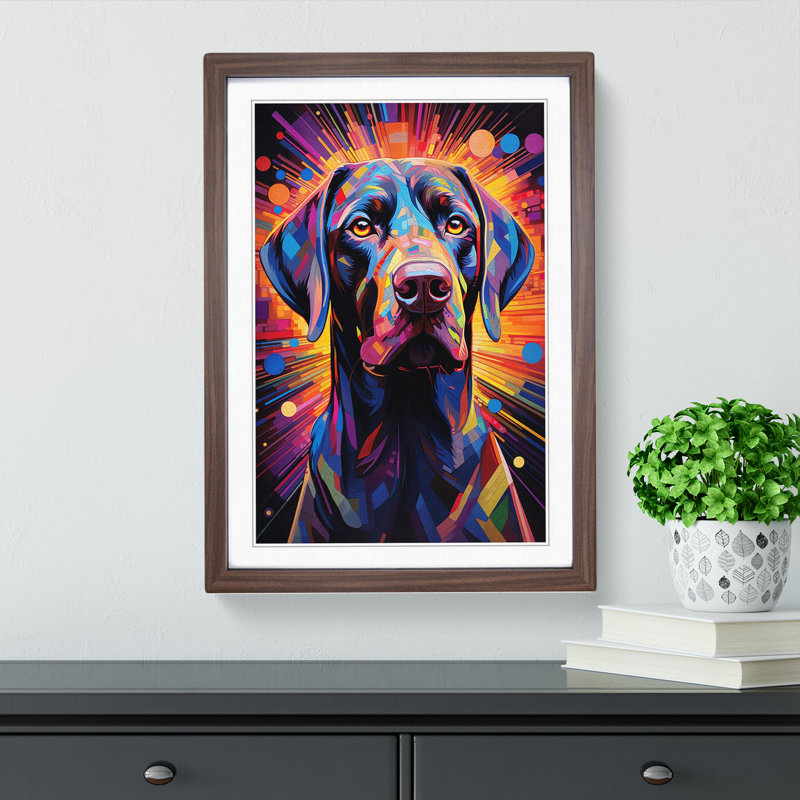 Labrador Retriever Futurism - Single Picture Frame Print on Wood, 34cm H x 25cm W x 2cm D, Walnut