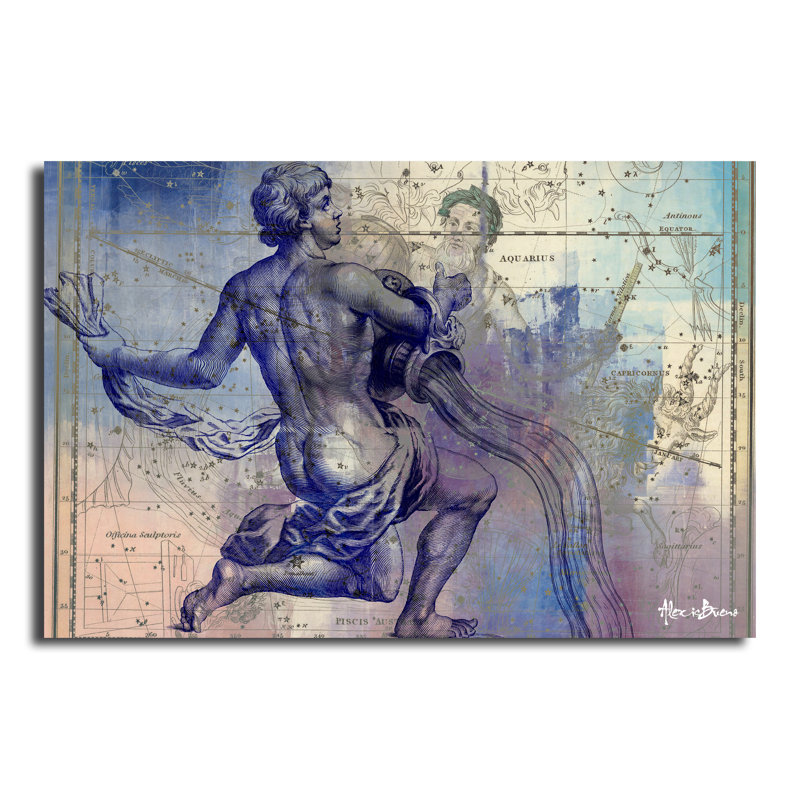 Zodiac Study - Graphic Art on Canvas, Aquarius