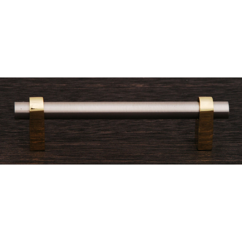 Two Tone 3.5" Center to Center Bar Pull CP Series, Satin Nickel/Brass