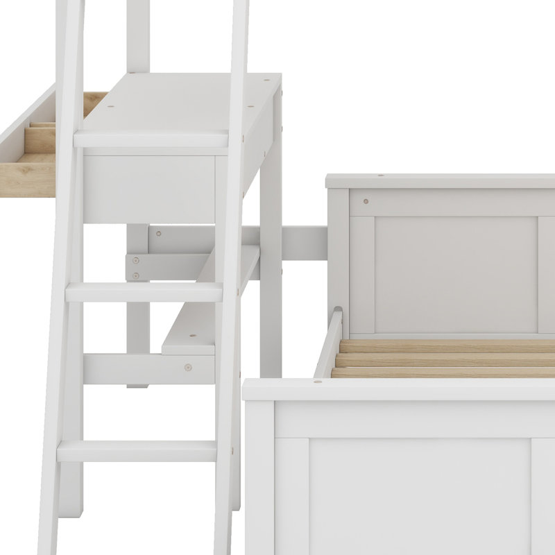 Lit superposé avec bureau, Blanc