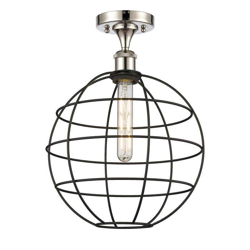 Ariyauna Semi Flush Mount, 16" H x 12" W x 12" D, Polished Nickel