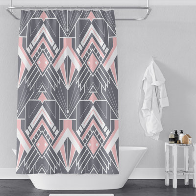 Rideau de douche rose et noir abstrait