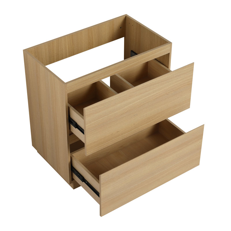 Meuble-lavabo moderne avec tiroirs doubles et rangement spacieux, idéal pour toute salle de bain.