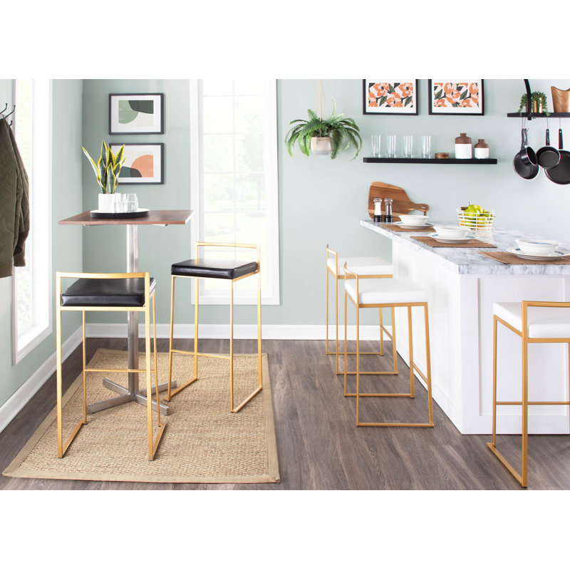 Brieon Stackable Bar and Counter Stool, White/Gold, Counter Stool (27" Seat Height)