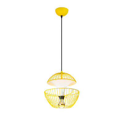 Lustre jaune moderne, hauteur réglable, structure en métal, 11,8 x 11,8 x 17,7-53,1 pouces | Douille E27, 40 W maximum | Design élégant avec un diamètre de 11,8 pouces | Parfait pour le salon, la salle à manger et les espaces contemporains