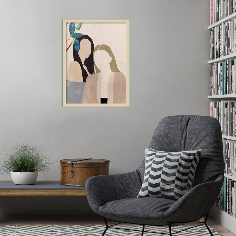Feuilles et dames I par Aimee Wilson, impression sur bois encadrée, H 25 po x l 19 po