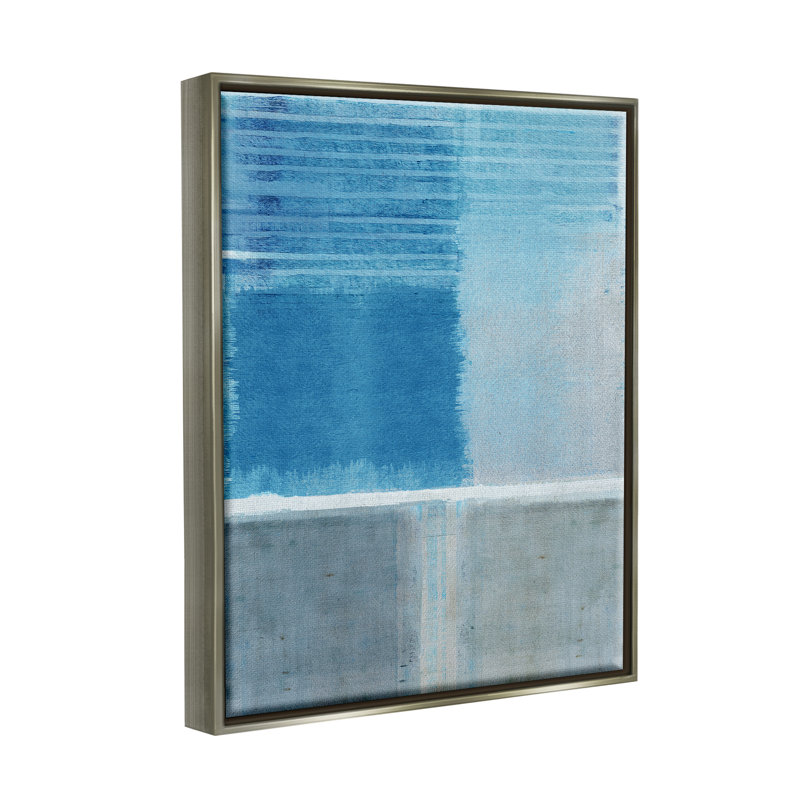 «Stupell Industries», art abstrait giclée bleue et grise par Flora Kouta, Cadre flottant gris lustré