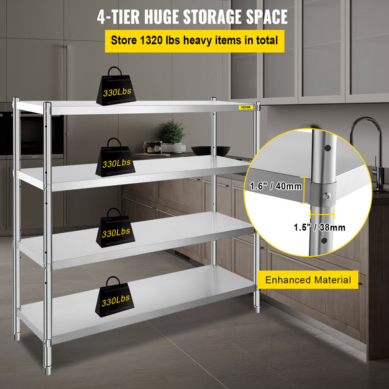 60'' W Metal Height -Adjustable Storage Rack, 60" x 60" x 18.5"