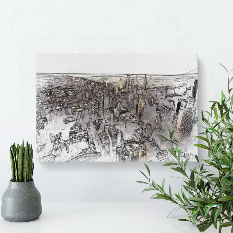Flying over the Chicago Skyline in Abstract - Wrapped Canvas, 40cm H x 60cm W x 3cm D