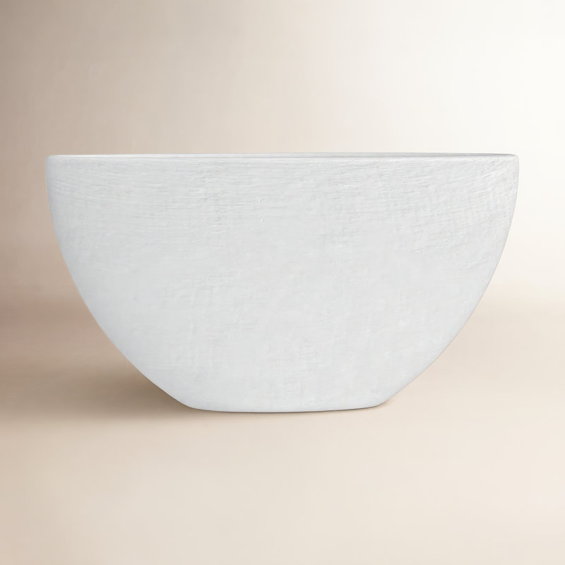 Handmade Ceramic Pot Planter, White, 7.75" H x 13.5" W x 3.5" D