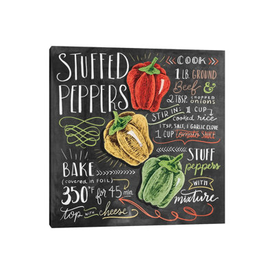 Stuffed Peppers Recipe 1 Piece Wall Art on Canvas