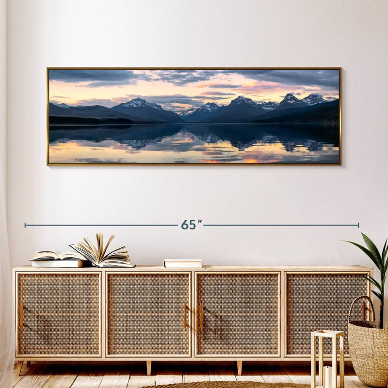 Lac Mcdonald, 57" X 19", Cadre flottant doré