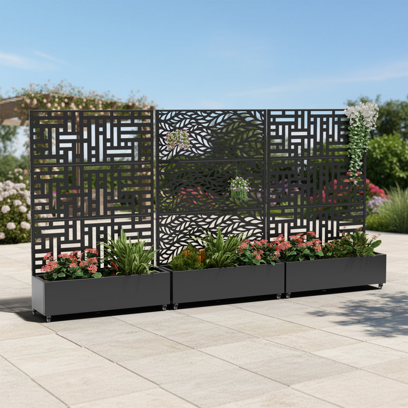 Lit de jardin surélevé en métal avec treillis H 72 po x l 141 po x P 16 po