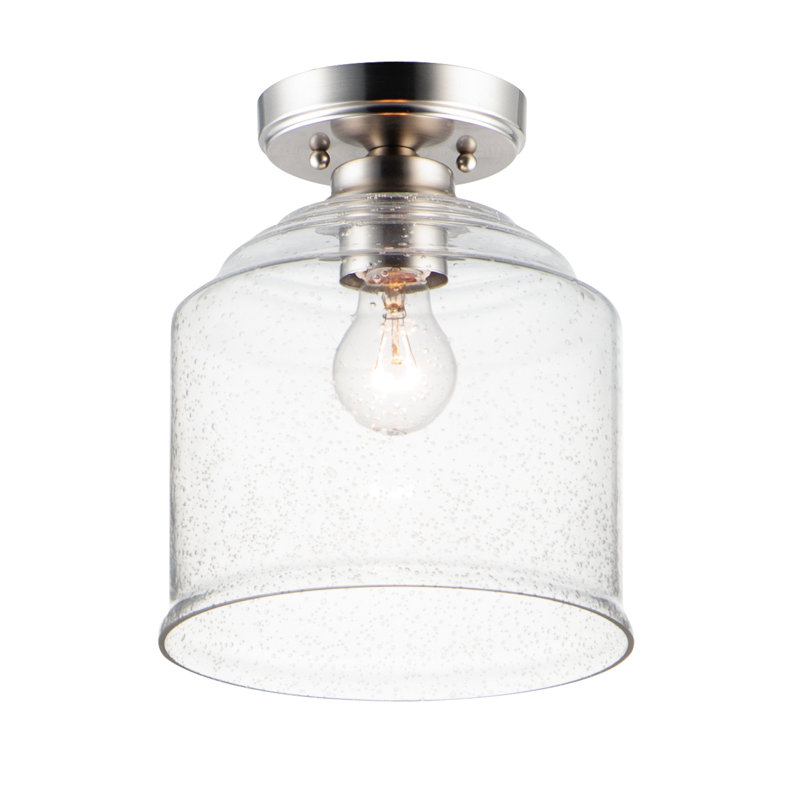 Nunez Glass Flush Mount, Satin Nickel