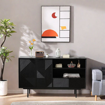 Medieval Simple Solid Wood Accent Cabinet 49.21 " W Oak Solid Wood Sideboard