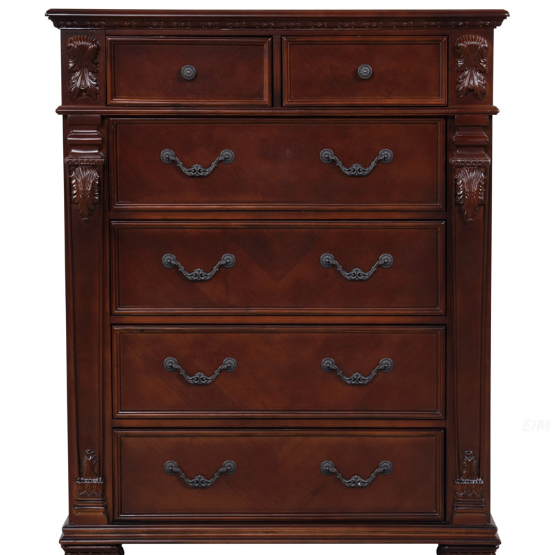 Commode 6 tiroirs Lyndon G09400-CH, cerise