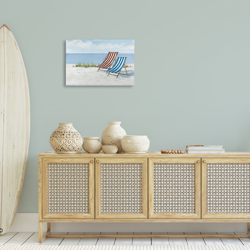 «Serene Beach Chairs», art mural sur toile par Max Maxx, H 16 po x l 24 po