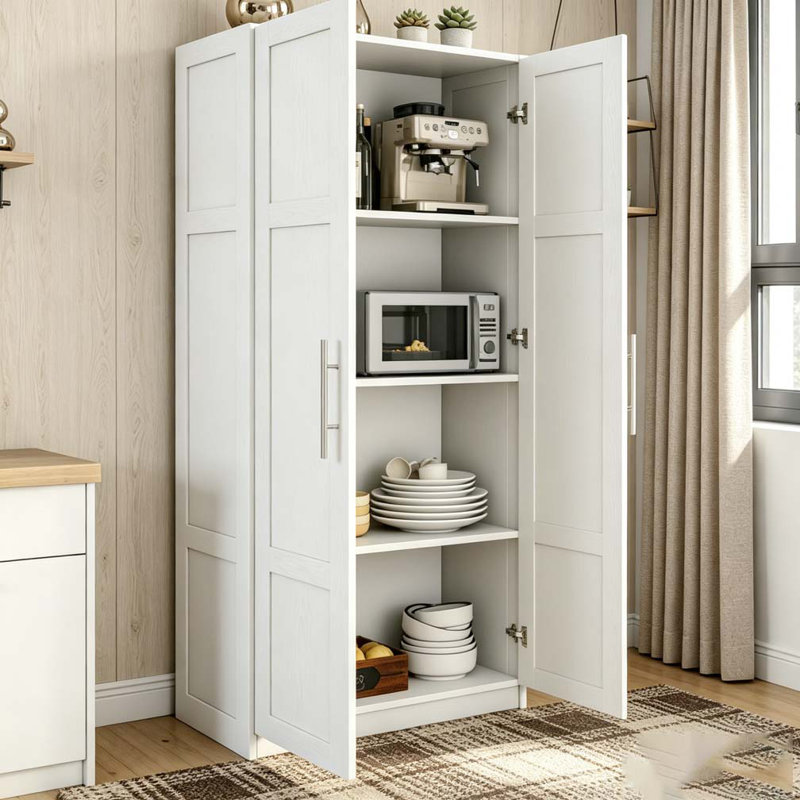 Armoires de cuisine avec 2 portes et 3 tablettes, blanc