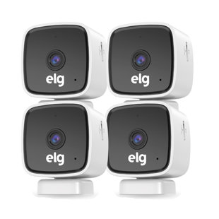 Caméra d'intérieur ELG intelligente avec sécurité HD Wi-Fi 1 080 P avec bouton de détection de mouvement et vision nocturne (quatre unités)