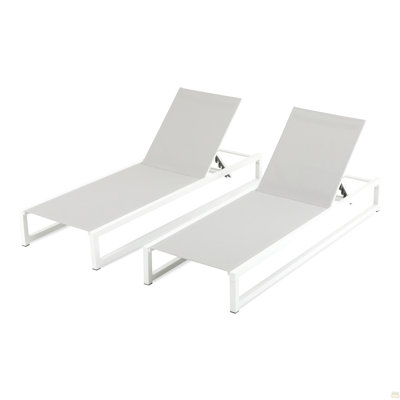 Chaise longue d'extérieur réglable à 5 niveaux 2 pièces