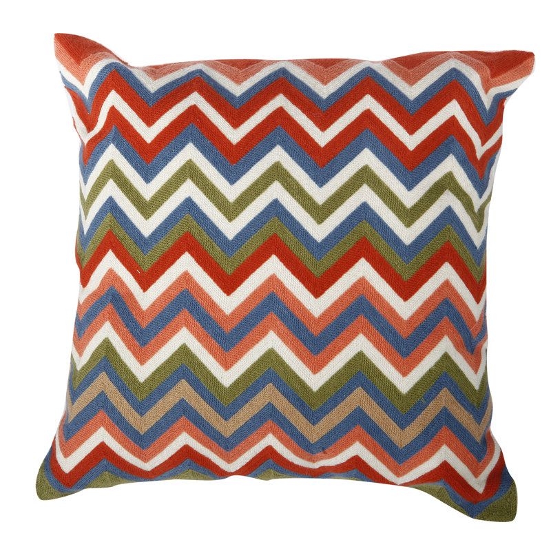 Embroidered Cotton Blend Reversible Throw Pillow