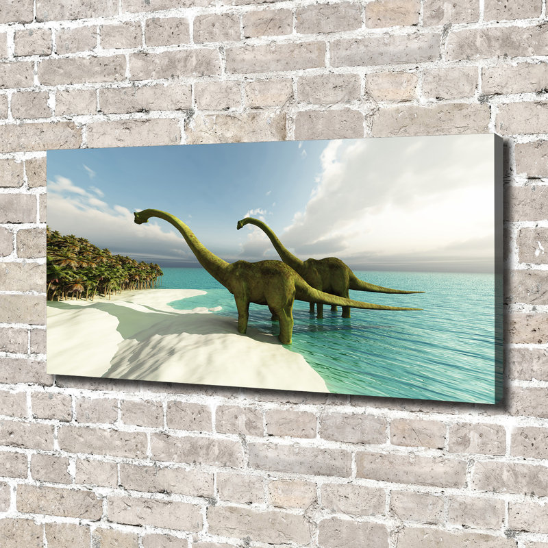 Dinosaurs On The Beach - Wrapped Canvas Print