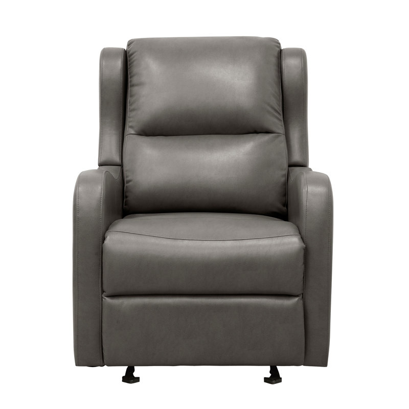 Faux Leather Upholstery Glider Reclining Chair 1Pc Living Room Furniture Comfort Seating Gentle Motion, Gray