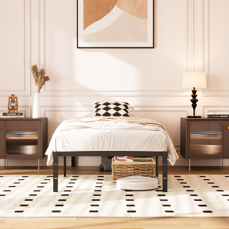 Metal Bed Frame, Sturdy & Noise-Free, with Under-Bed Storage, Non-Slip, No Box Spring Required, Twin, 18"