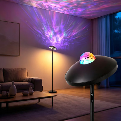 Lampe sur pied à DEL avec projecteur étoile RVB et télécommande, lampe sur pied à intensité variable avec température de couleur 3000K-6000K, lumière d'angle moderne réglable pour le salon, la chambre à coucher et la chambre d'enfant