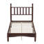 Lit plateforme de style ferme, taille simple, avec tête de lit artistique et sommier à lattes en bois. Montage facile, sans sommier tapissier. Finition noyer.-244602909-244602910