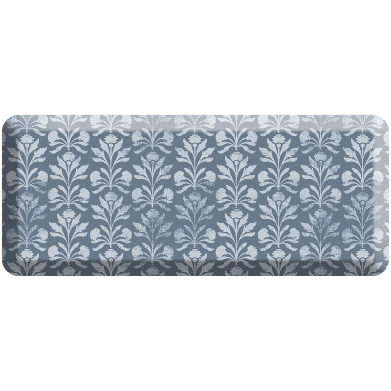 Designer Comfort Anti‑Fatigue Kitchen Comfort Mat – Suzanna Botanical Blue Mist, Blue Mist, 20" x 48"