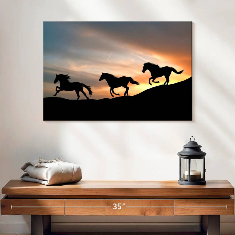 Chevaux sauvages au galop, H 16 po x l 24 po