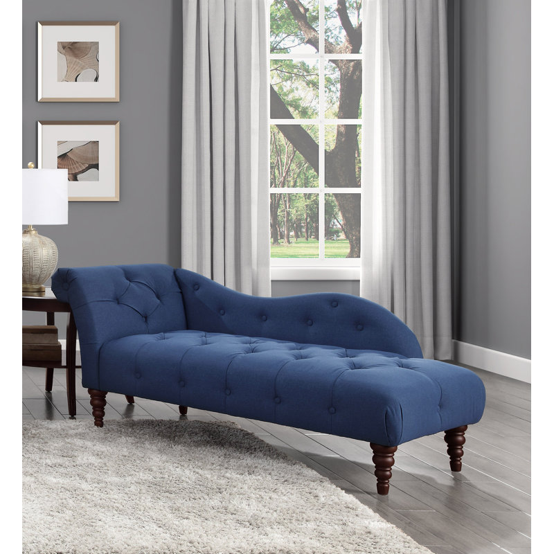 Méridienne capitonnée moderne traditionnelle 1pc, Tissu bleu