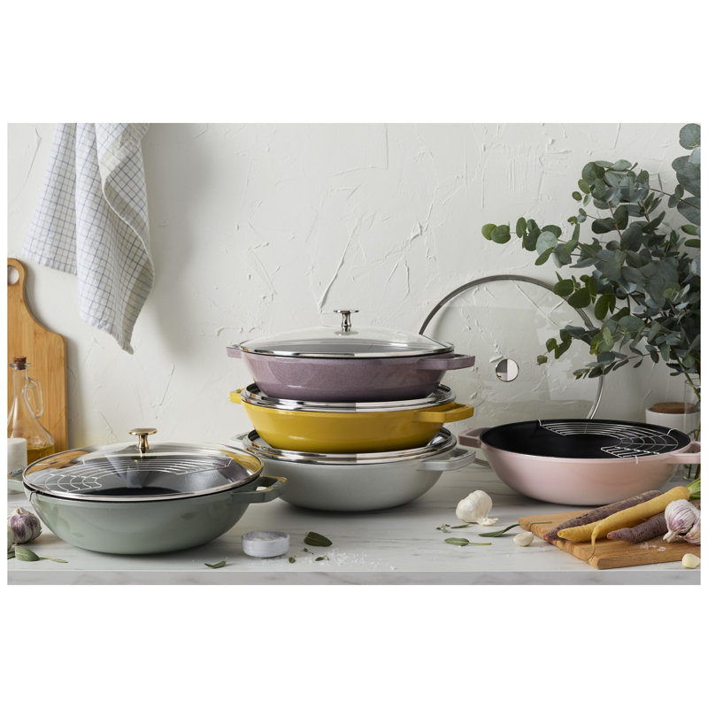 Wok en fonte avec couvercle Staub, Citron