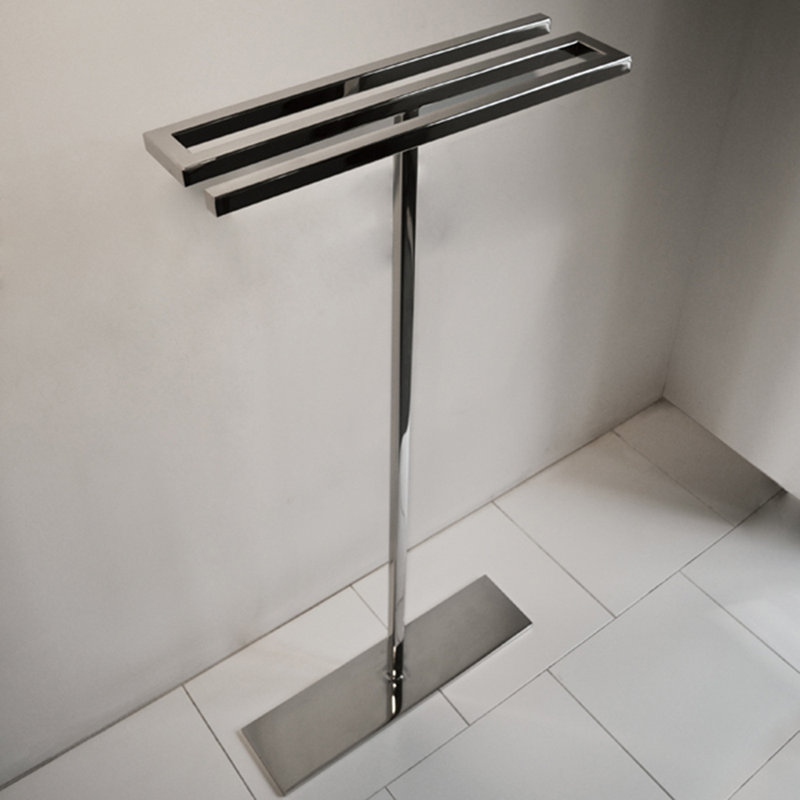 Linea 3 Floor Mounted Towel Stand, Polished Stainless Steel