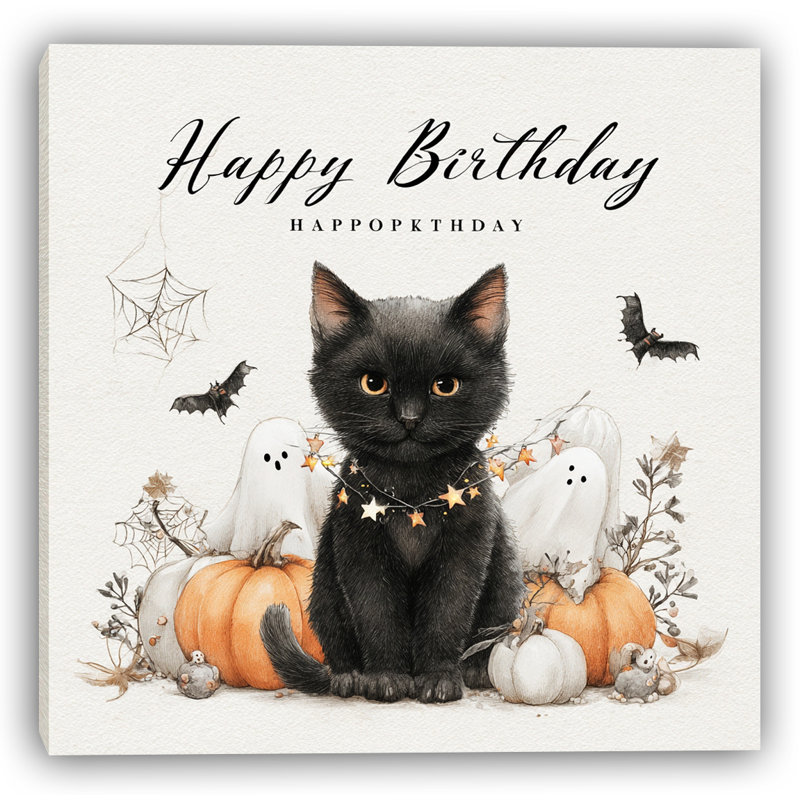 Étoile, guirlande d'anniversaire, chaton, art mural sur toile tendue