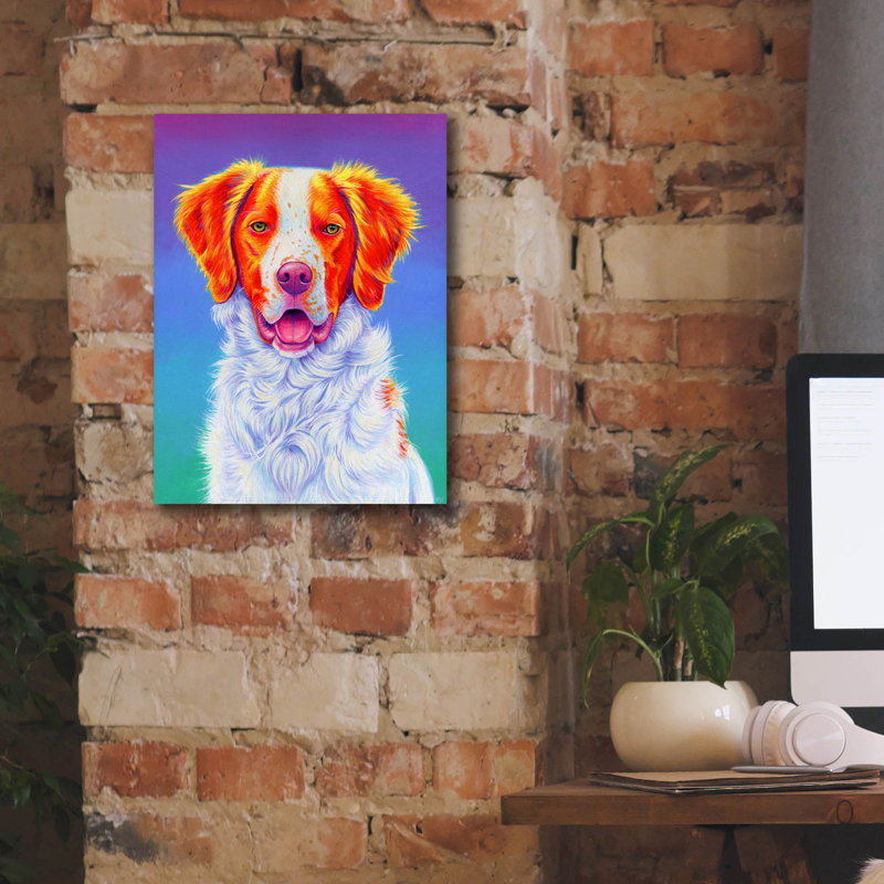 «Brittany Spaniel» par Rebecca Wang, art mural sur toile, H 16 po x l 12 po x P 0,75 po