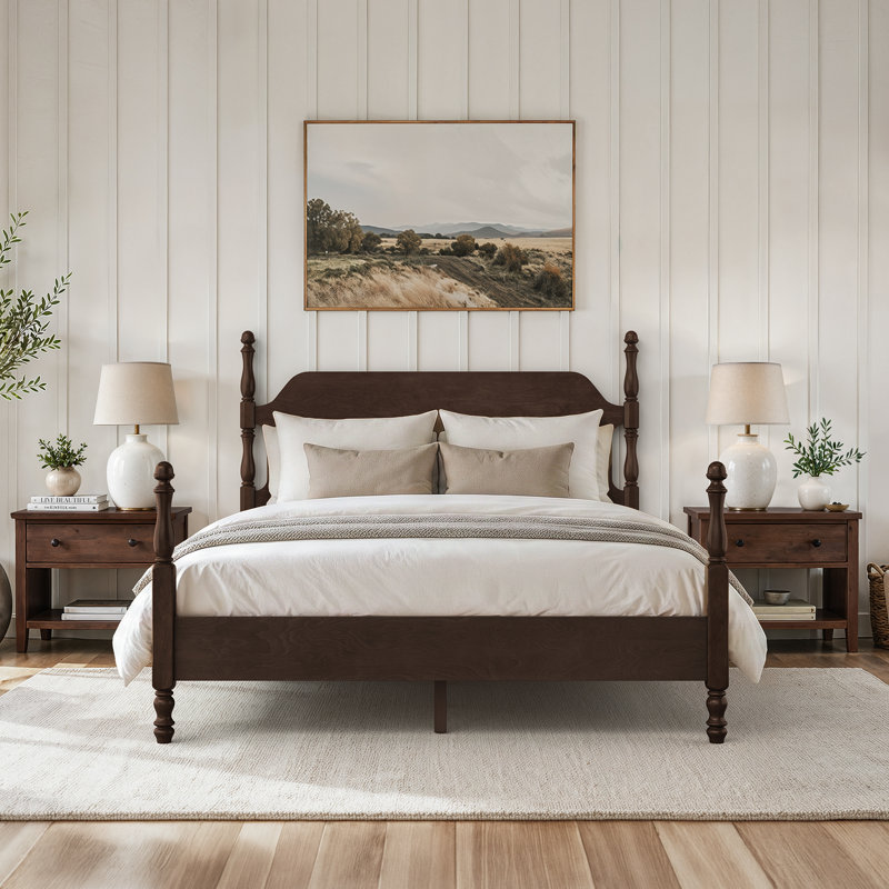 Lit en bois massif Theodore, Morocco Brown, Queen