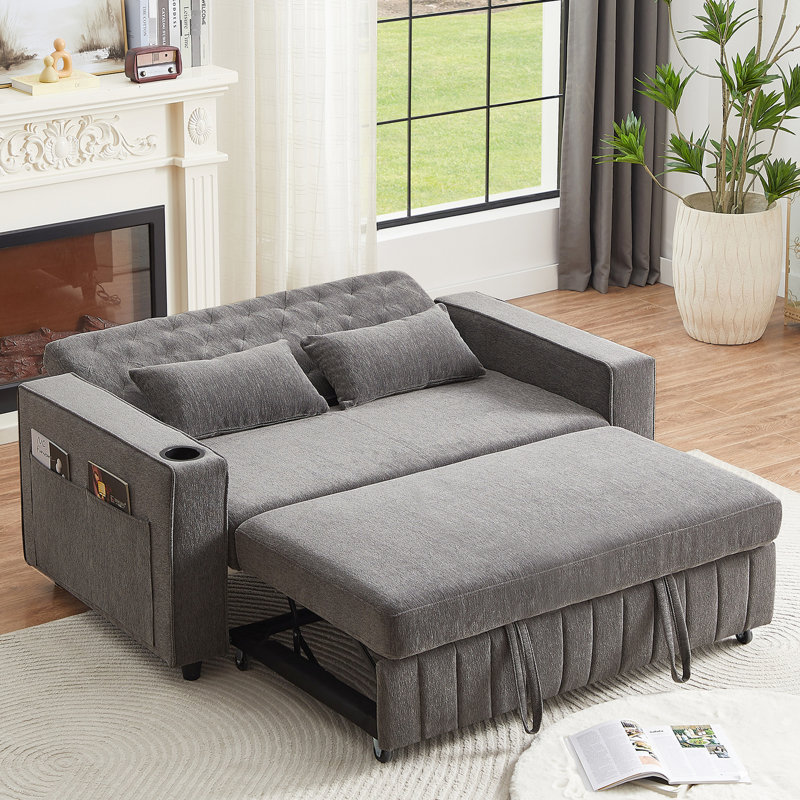 Lit 61,4 po en gris avec coussins lombaires réglables et pratiques poches latérales pour les dortoirs, Gris