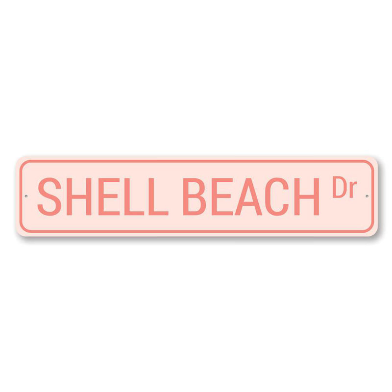 Plaque en aluminium Shell Beach Drive, H 6 po x l 24 po x P 0,063 po