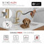 Robinet pour salle de bain à poignée simple avec douchette à double fonction, or brossé, robinet de lavabo monotrou-123994904