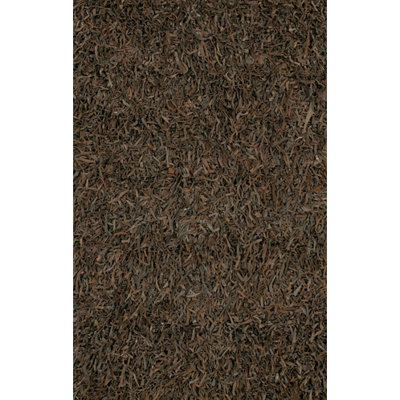 Tapis d'intérieur en cuir tissé à la main Jawawn, couleur brun/beige uni