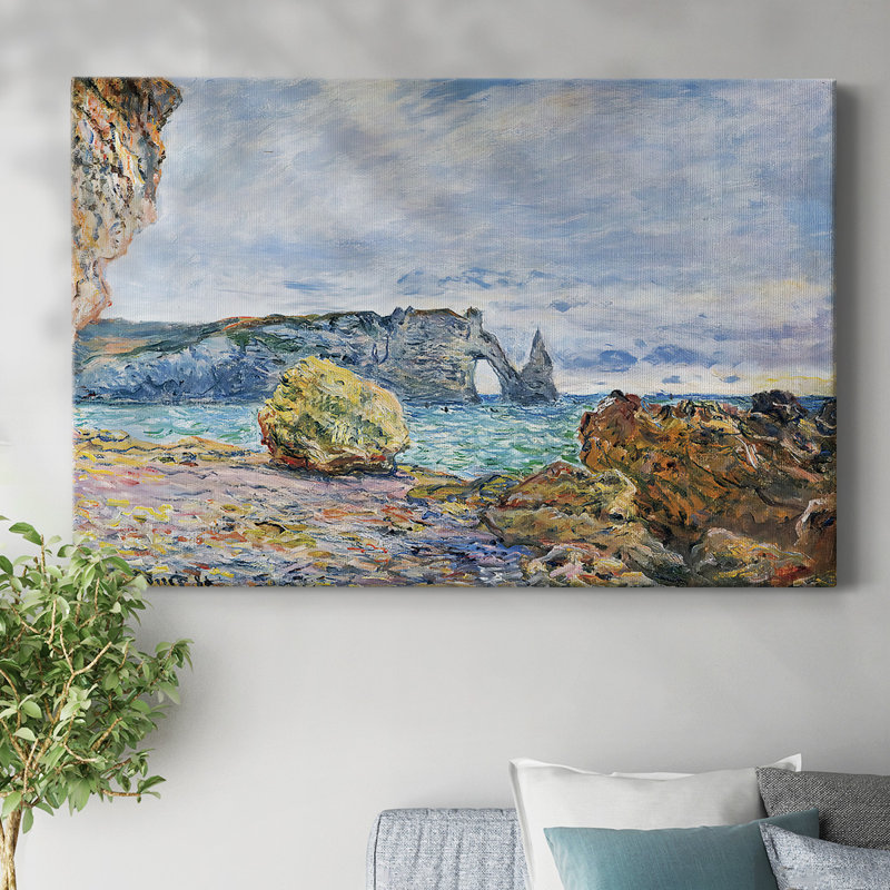 Etretat, la plage et la porte d'Aval, 1883, toile tendue avec châssis, H 12 po x l 18 po