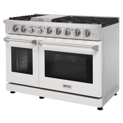 KOSTCH 48 inch Liquid Propane Gas Range with 6 Burners & 1 Cooktop, 4.6 & 2.2 cu. ft. Double Oven -  KOS-48RG03MLP-W