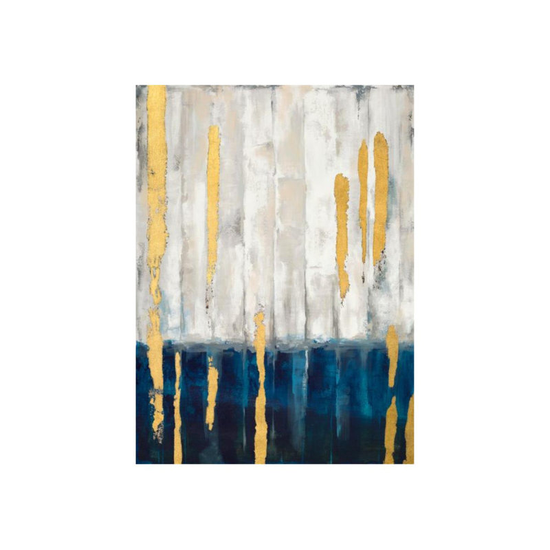 «Cerulean Cast» par Sara Brown - Peinture, Or doré, H 41 po x l 30 po