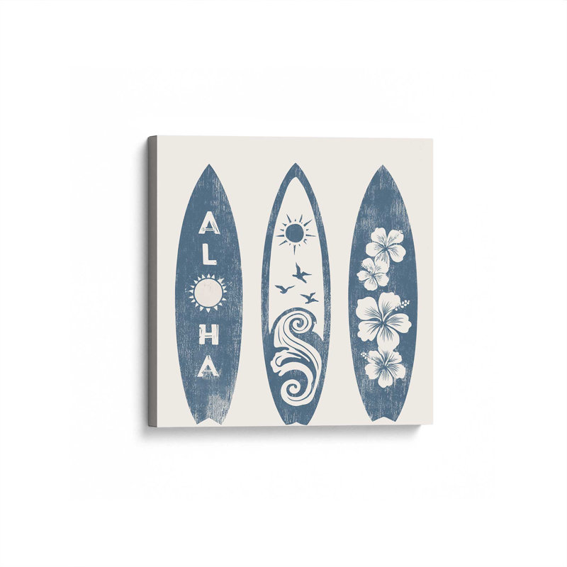 Aloha Surf Trio, ensemble d'impression sur toile carrée, Toile tendue, Toile tendue, 12" H x 12" W